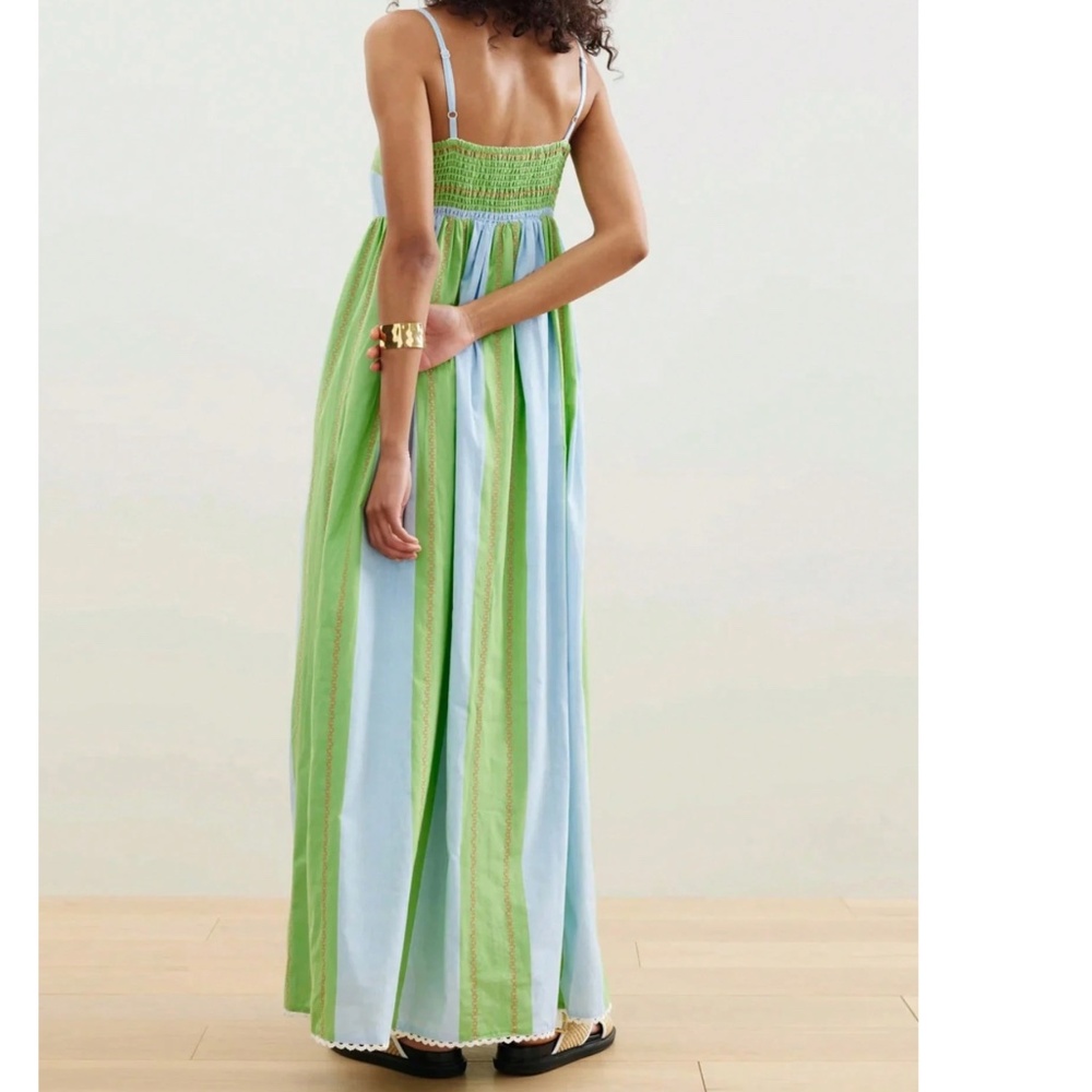 Boho Multicolor Pockets Color Block Cami Maxi Dress - Picture 5 of 5